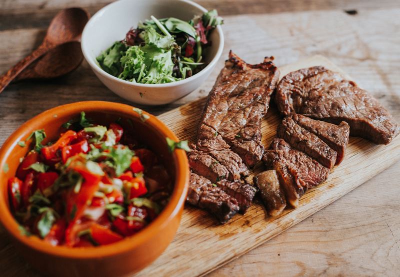 Barbecued Rump Steaks with Quick Tomato Salsa