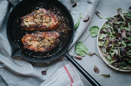 Garlic and herb pork loin steaks recipe