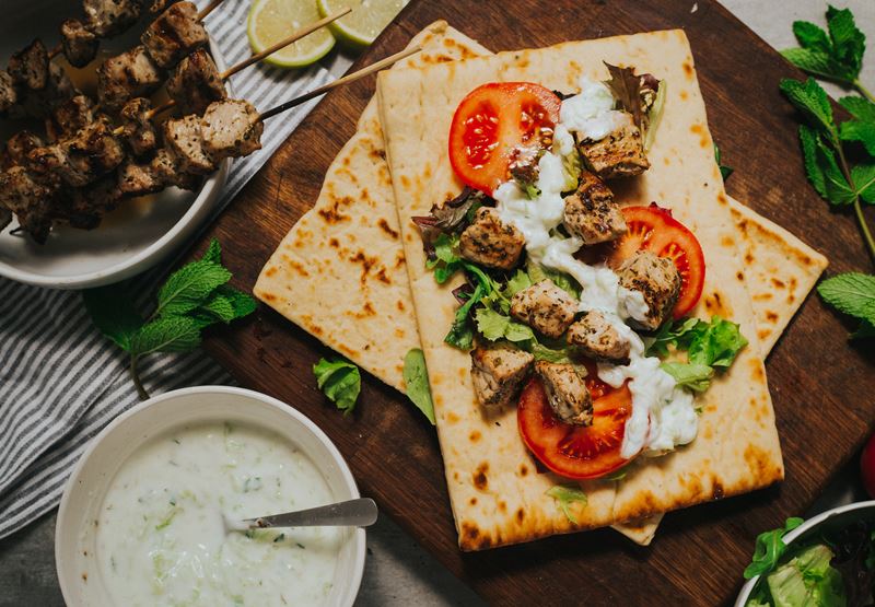 Pork Souvlaki With Tzatziki