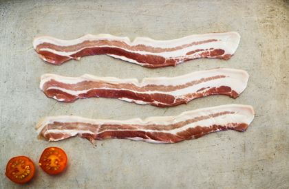 Streaky bacon slices